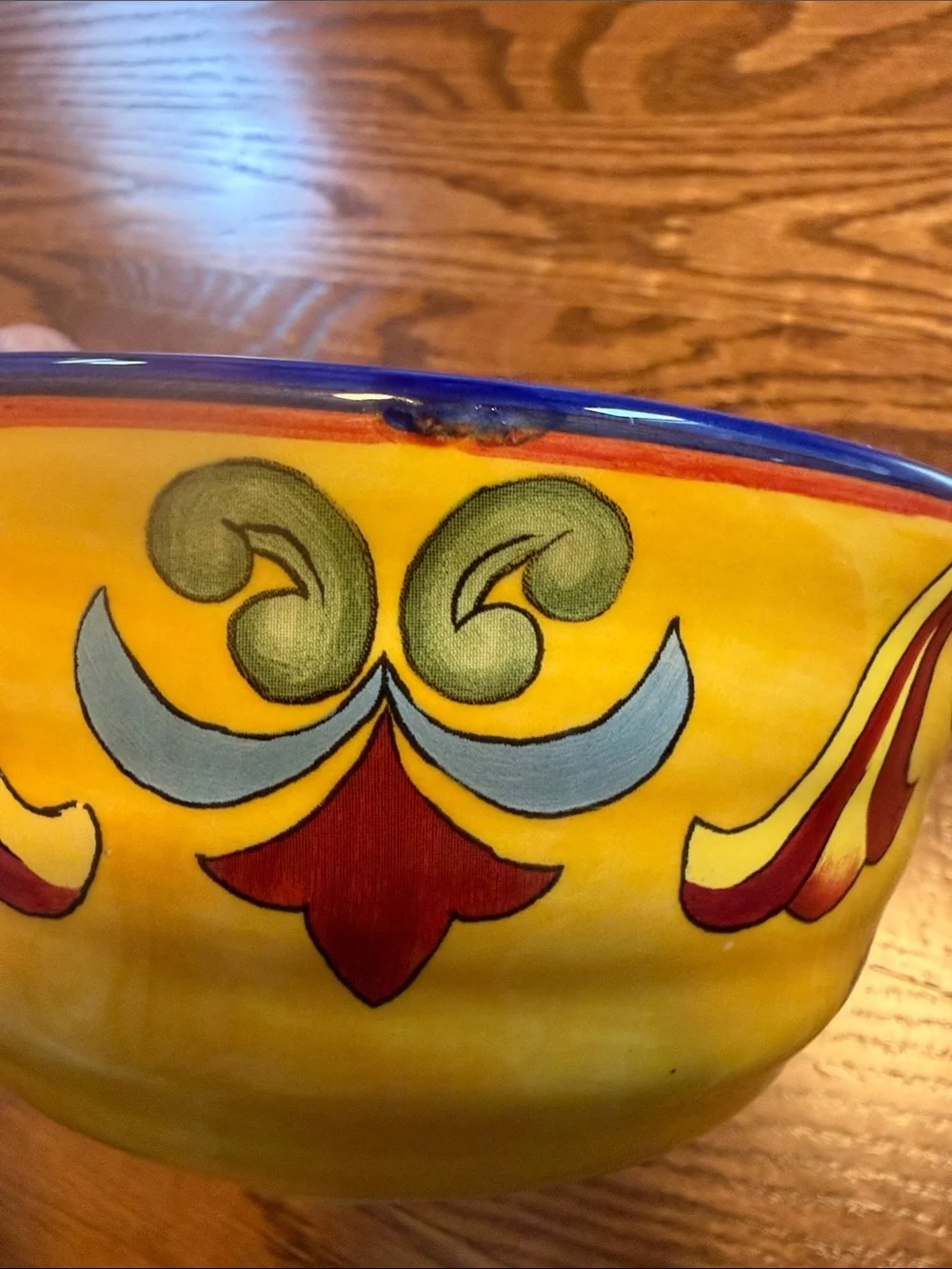 Yellow Talavera hand painted soup cereal bowl - 6